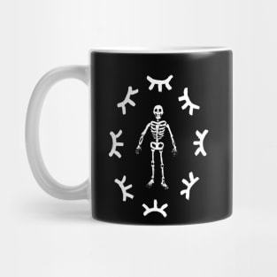 All Eyes On Me Painting Skeleton Print Black and White Closed Eyes Mug